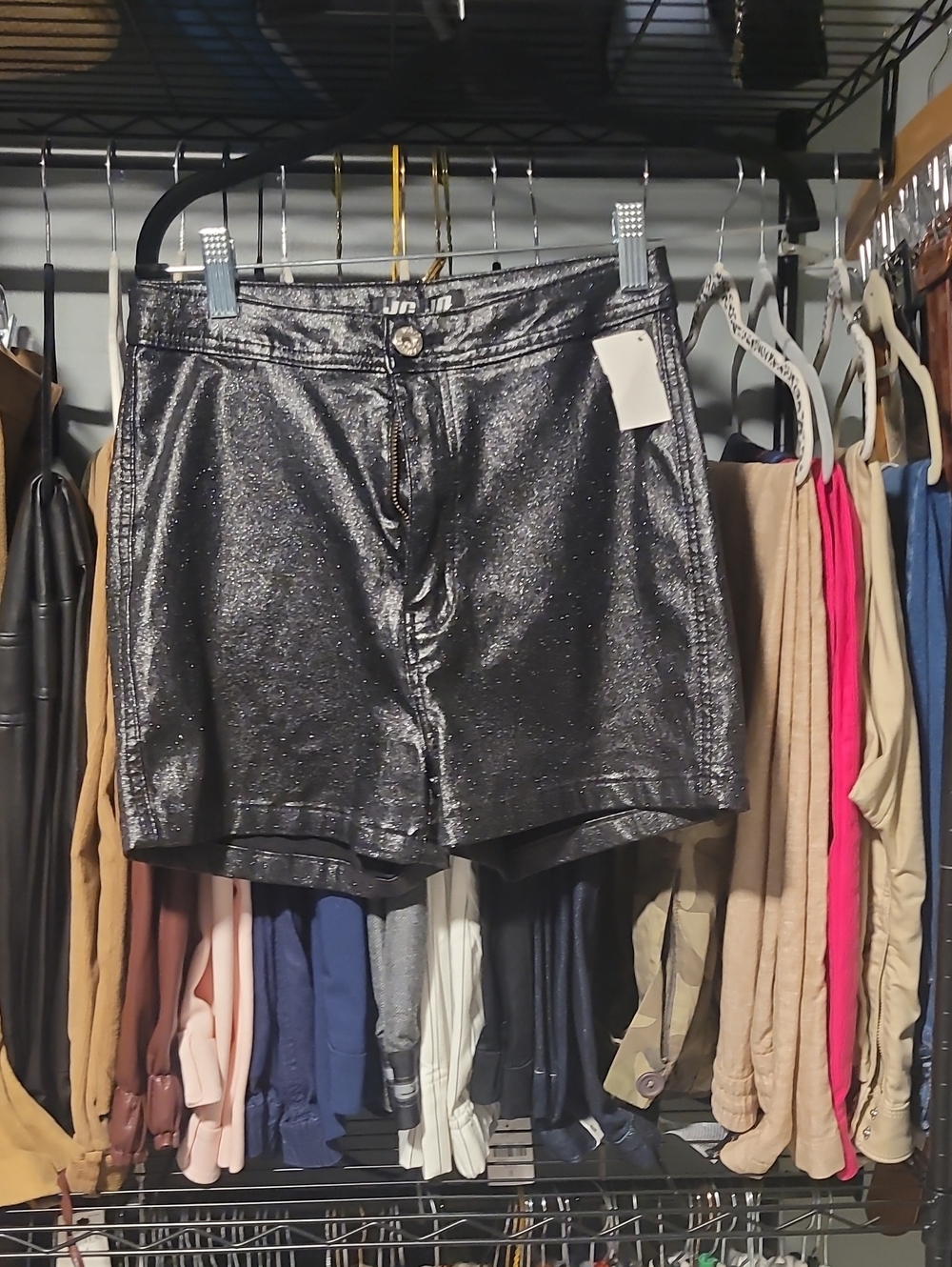 5 For 25 High-Waist Shimmer Black Shorts